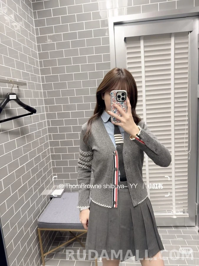 톰브라운 톰브라운 패턴 슬리브 니트 가디건 상세 이미지