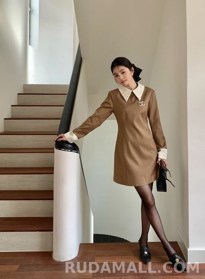샤넬 샤넬 배색 카라 원피스 상세 이미지
