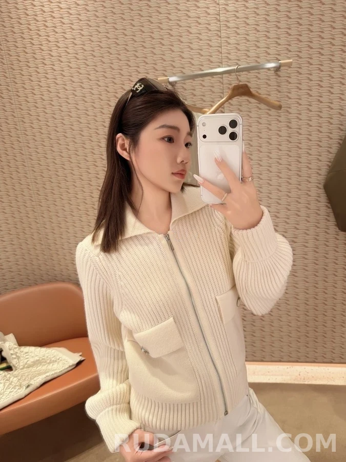 에르메스 에르메스 리브드 카라 집업 가디건 상세 이미지