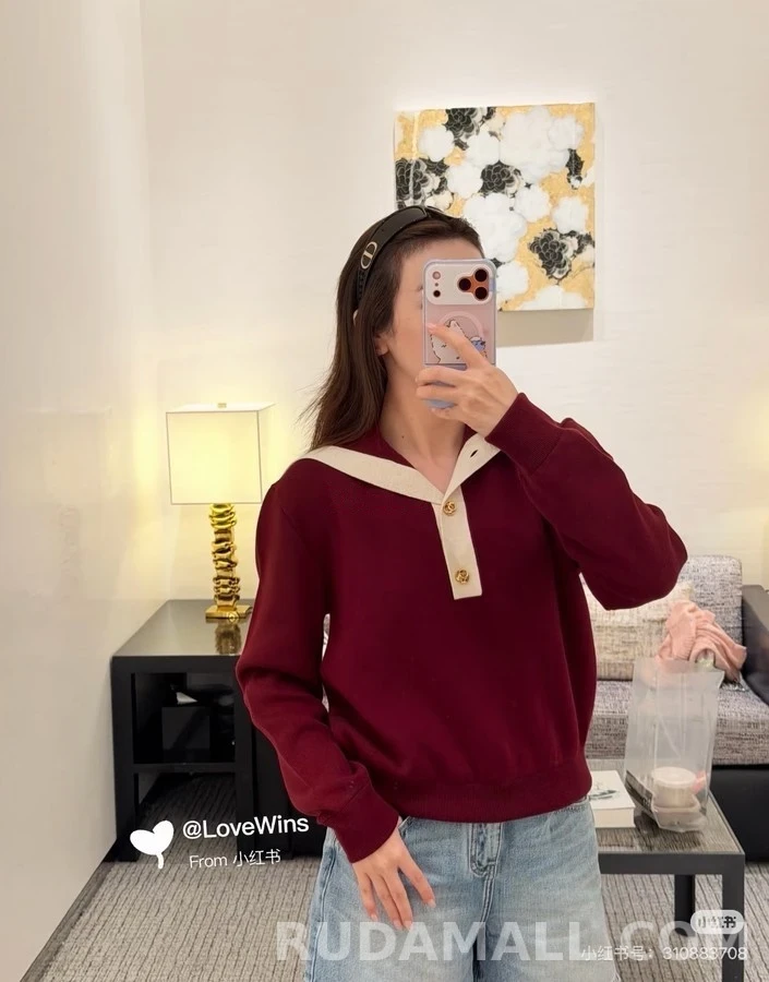 샤넬 샤넬 세일러 카라 금장 버튼 니트 상세 이미지