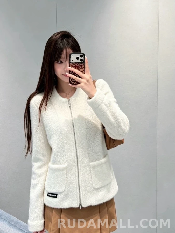 미우미우 미우미우 퍼지 집업 카디건 상세 이미지