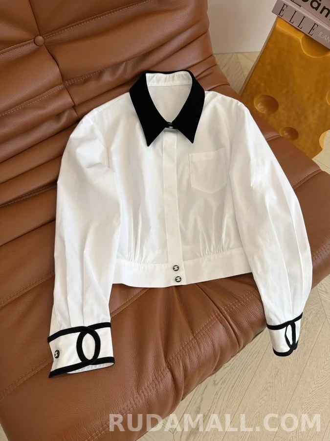 샤넬 샤넬 벨벳 더블 C 크롭 셔츠 상세 이미지