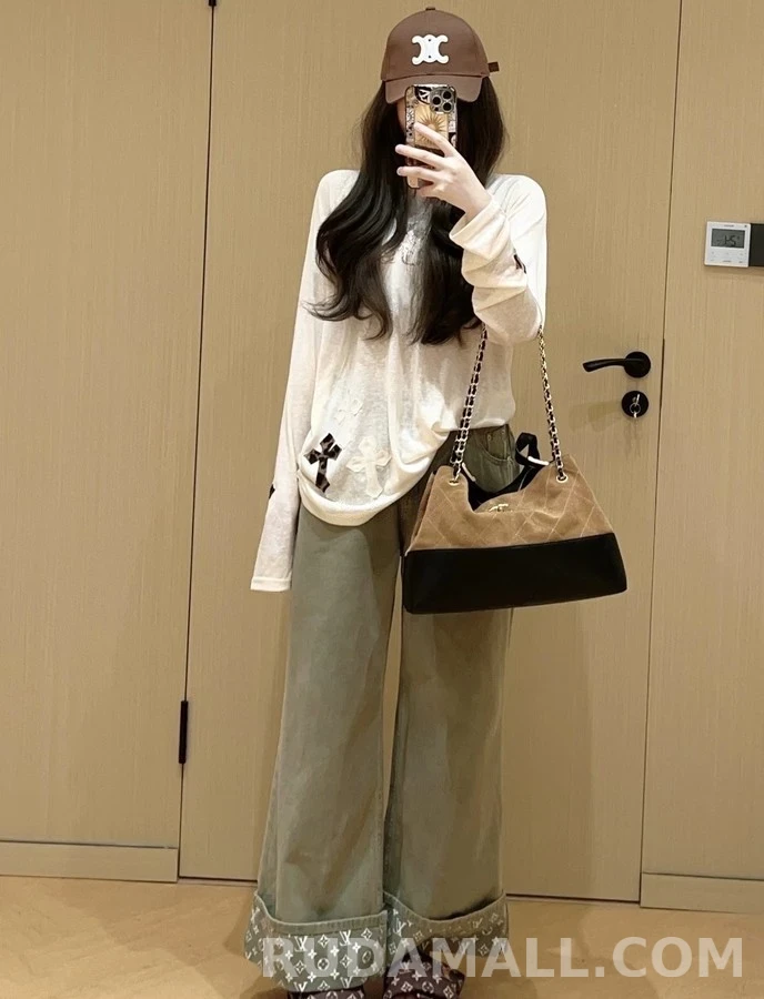 크롬하츠 크롬하츠 라인스톤 레터링 크로스 긴팔 티셔츠 상세 이미지