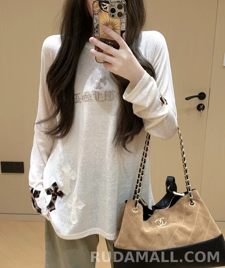 크롬하츠 크롬하츠 라인스톤 레터링 크로스 긴팔 티셔츠 상세 이미지