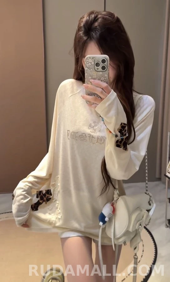 크롬하츠 크롬하츠 라인스톤 레터링 크로스 긴팔 티셔츠 상세 이미지