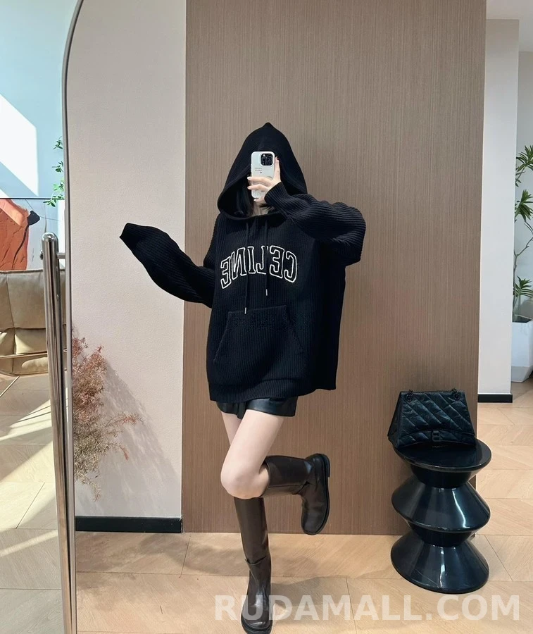 셀린느 셀린느 레터링 후드 니트 상세 이미지