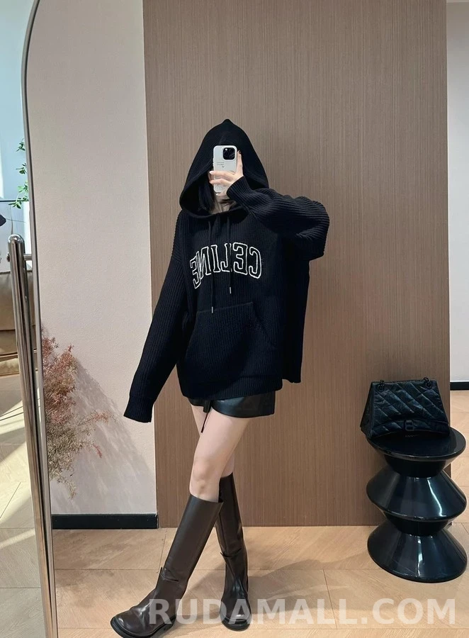 셀린느 셀린느 레터링 후드 니트 상세 이미지