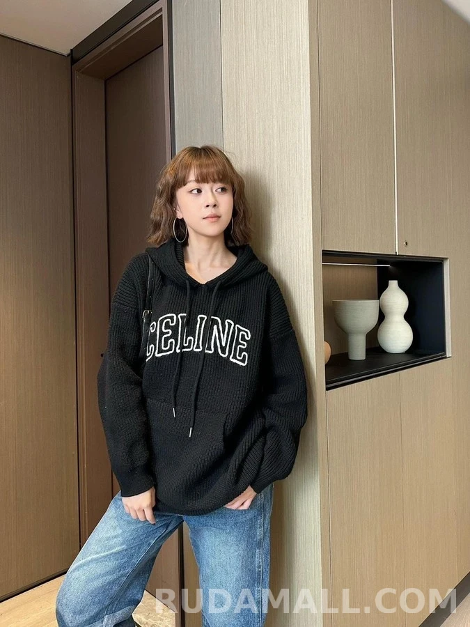 셀린느 셀린느 레터링 후드 니트 상세 이미지