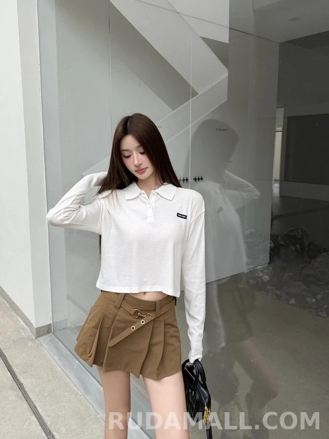 폴로 랄프 로렌 폴로 랄프 로렌 크롭 폴로 카라 긴팔 티셔츠 상세 이미지