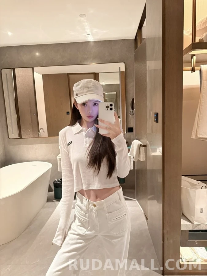 폴로 랄프 로렌 폴로 랄프 로렌 크롭 폴로 카라 긴팔 티셔츠 상세 이미지