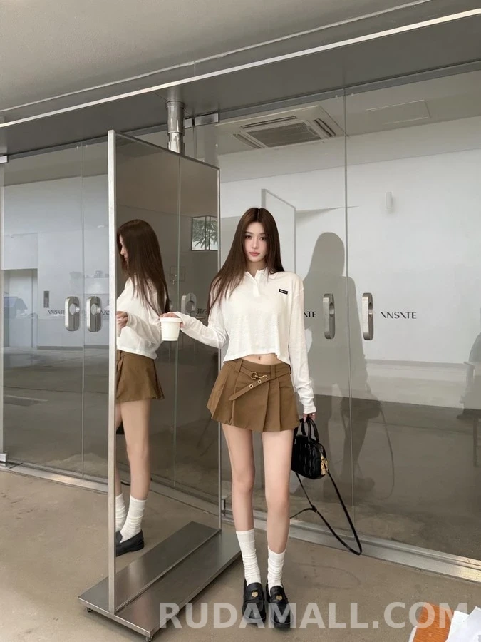 폴로 랄프 로렌 폴로 랄프 로렌 크롭 폴로 카라 긴팔 티셔츠 상세 이미지