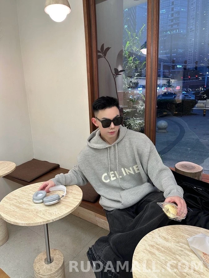셀린느 셀린느 레터링 니트 후드 스웨터 상세 이미지