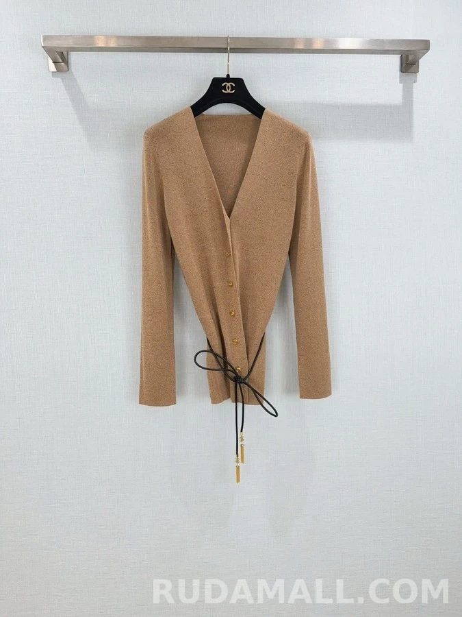 샤넬 샤넬 V넥 벨티드 가디건 상세 이미지