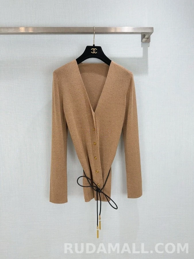 샤넬 샤넬 V넥 벨티드 가디건 상세 이미지