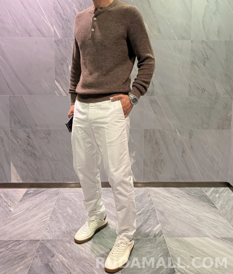 브루넬로 쿠치넬리 브루넬로 쿠치넬리 골지 헨리넥 긴팔 티셔츠 상세 이미지