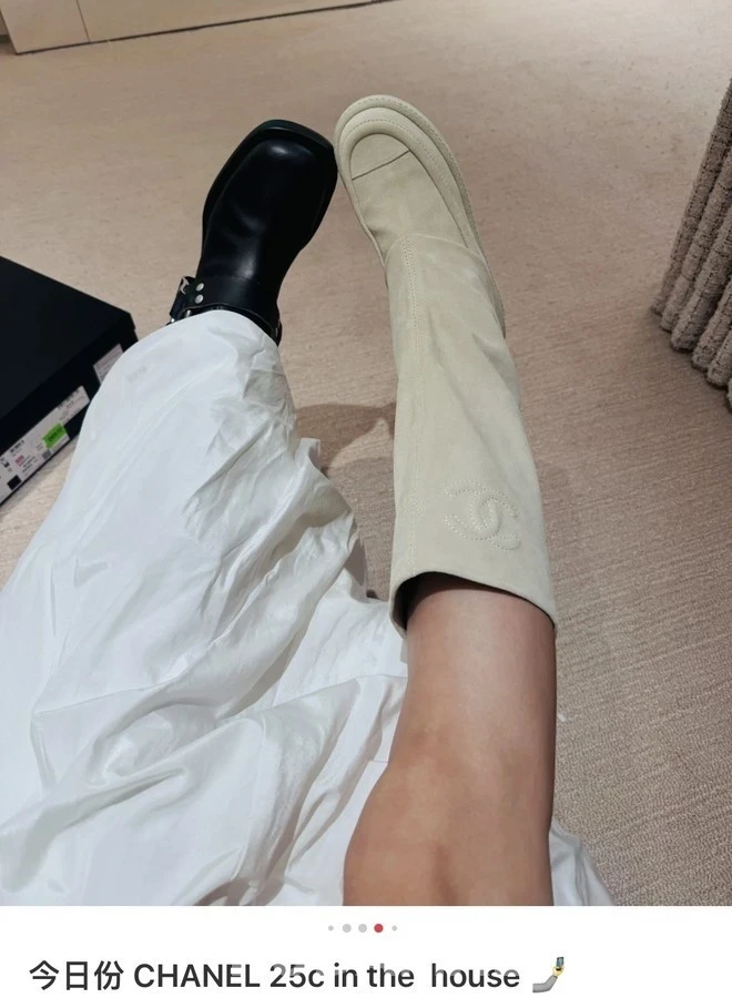 샤넬 샤넬 스웨이드 모카신 롱 부츠 상세 이미지
