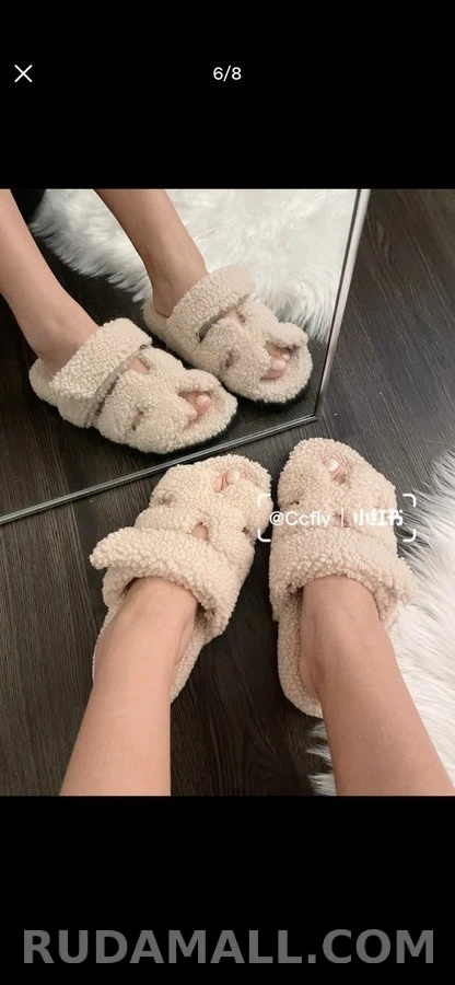 에르메스 에르메스 양모 이중 스트랩 슬리퍼 상세 이미지