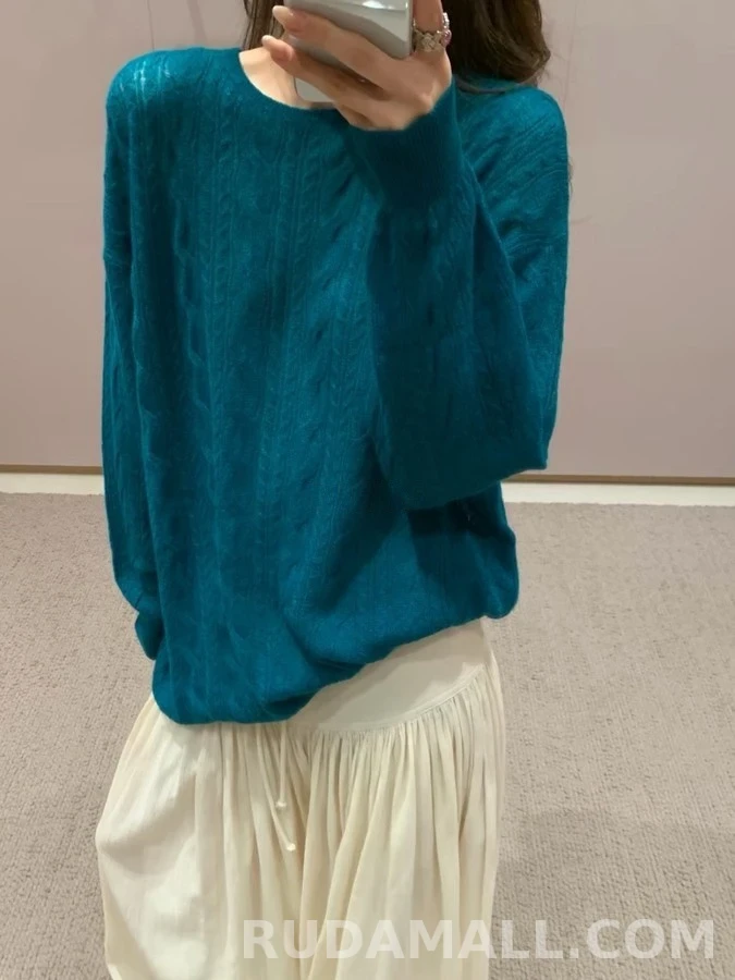 로로피아나 로로피아나 레트로 피콕그린 케이블 니트 상세 이미지
