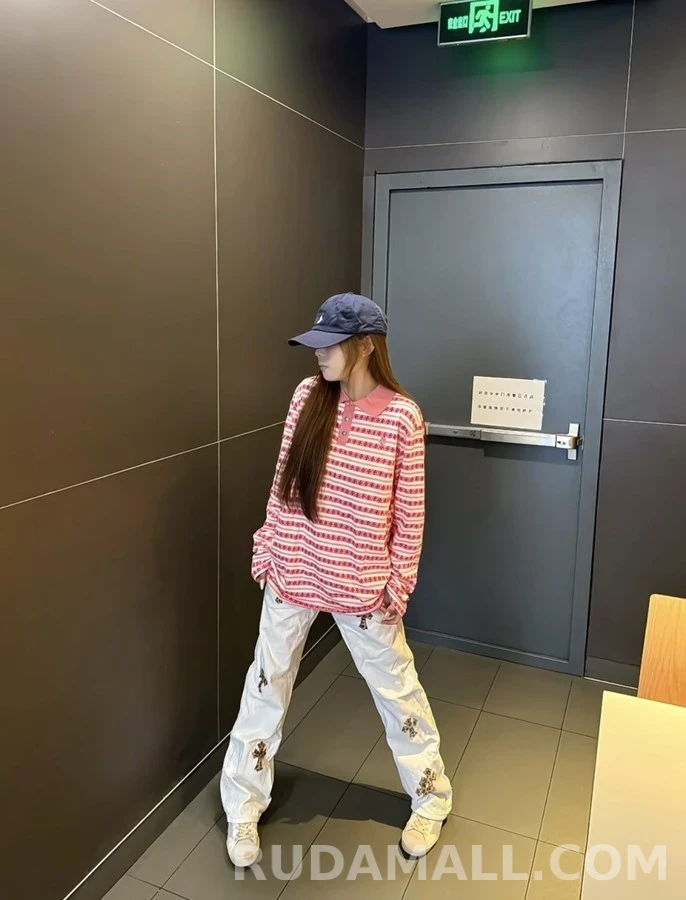 크롬하츠 크롬하츠 크로스 자카드 스트라이프 긴팔 티셔츠 상세 이미지