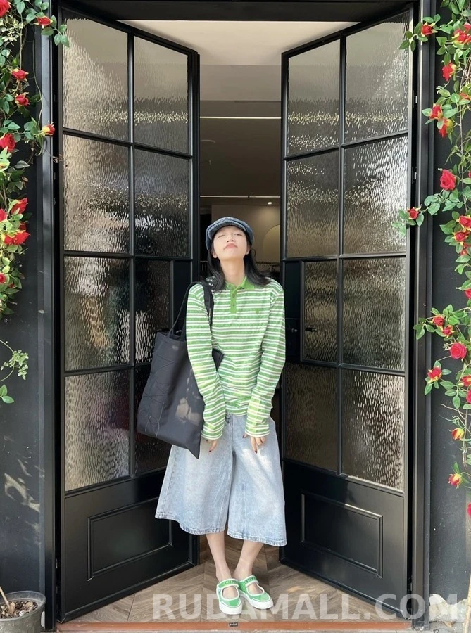 크롬하츠 크롬하츠 십자가 자카드 스트라이프 긴팔 폴로 티셔츠 상세 이미지