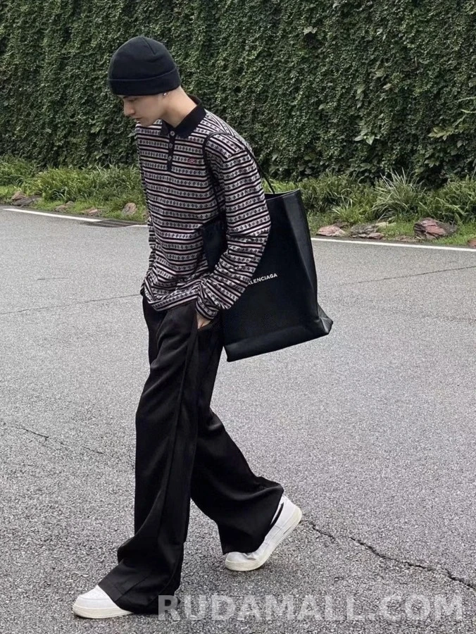 크롬하츠 크롬하츠 십자 패턴 스트라이프 폴로 긴팔 티셔츠 상세 이미지