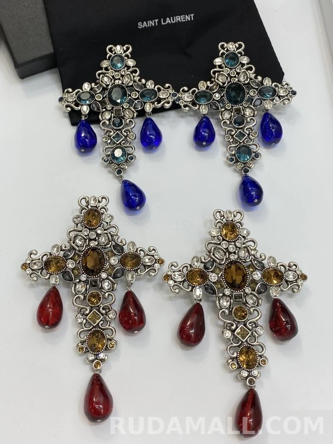 생로랑 세인트로랑 앤틱 십자가 이어클립 상세 이미지