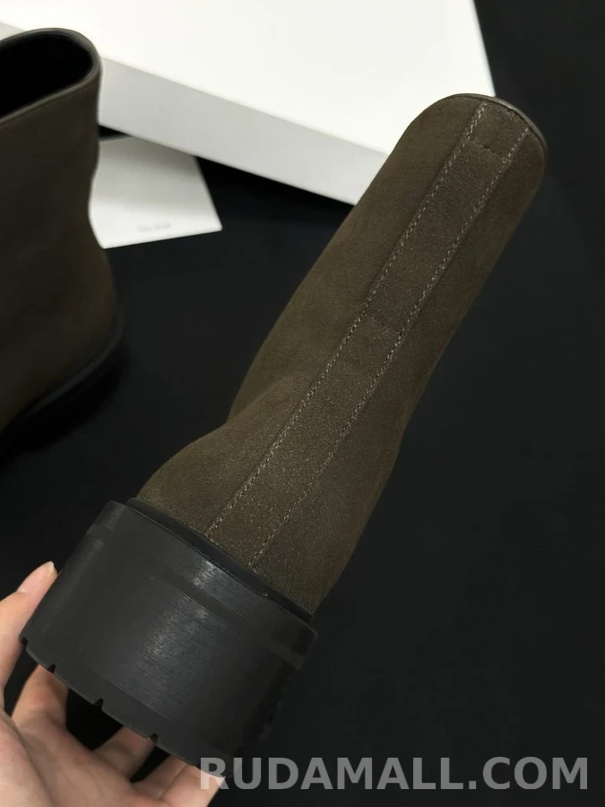 더로우 더로우 스웨이드 전면 지퍼 숏 부츠 상세 이미지