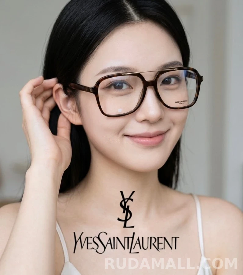 생로랑 세인트로랑 토터스쉘 더블 브릿지 안경테 상세 이미지