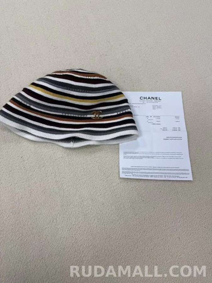샤넬 샤넬 컬러 스트라이프 니트 버킷햇 상세 이미지