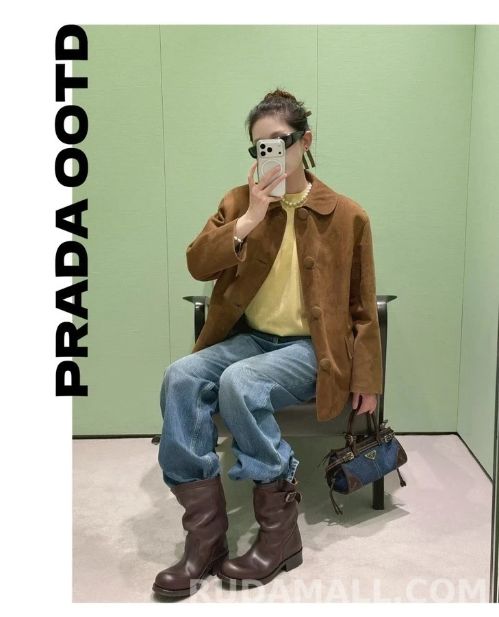 프라다 프라다 캔버스 패널 가죽 부츠 상세 이미지