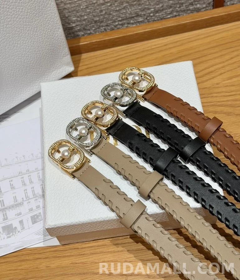 디올 디올 크리스탈 진주 레더 벨트 상세 이미지