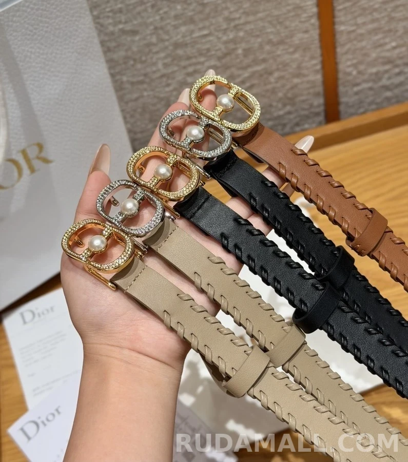 디올 디올 크리스탈 진주 레더 벨트 상세 이미지