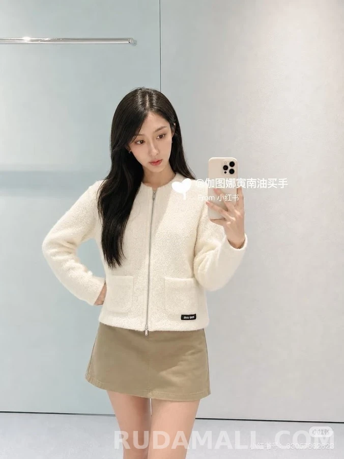 미우미우 미우미우 울 부클 집업 자켓 상세 이미지