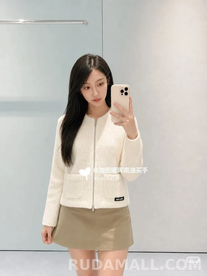미우미우 미우미우 울 부클 집업 자켓 상세 이미지