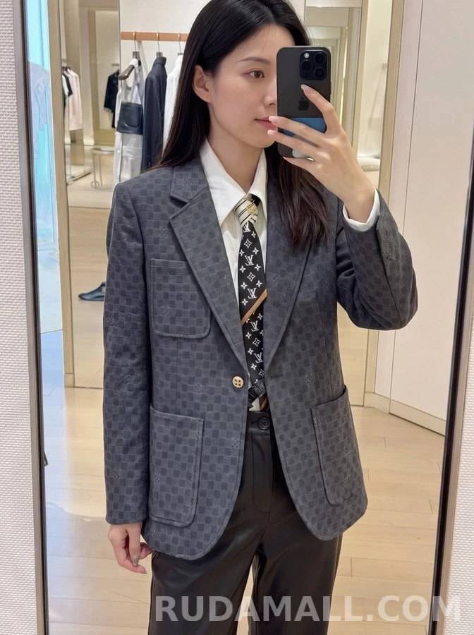 루이비통 루이비통 체크 패턴 싱글 블레이저 상세 이미지