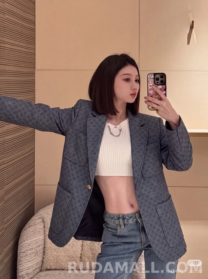 루이비통 루이비통 체크 패턴 싱글 블레이저 상세 이미지