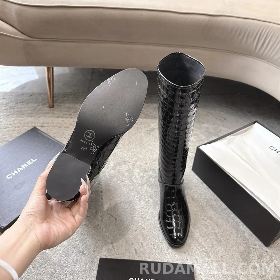 샤넬 샤넬 악어 엠보싱 롱 부츠 상세 이미지