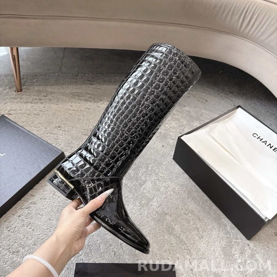 샤넬 샤넬 악어 엠보싱 롱 부츠 상세 이미지