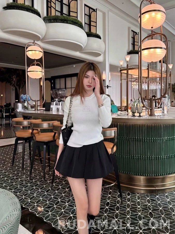 샤넬 샤넬 로고 리브드 니트 상세 이미지