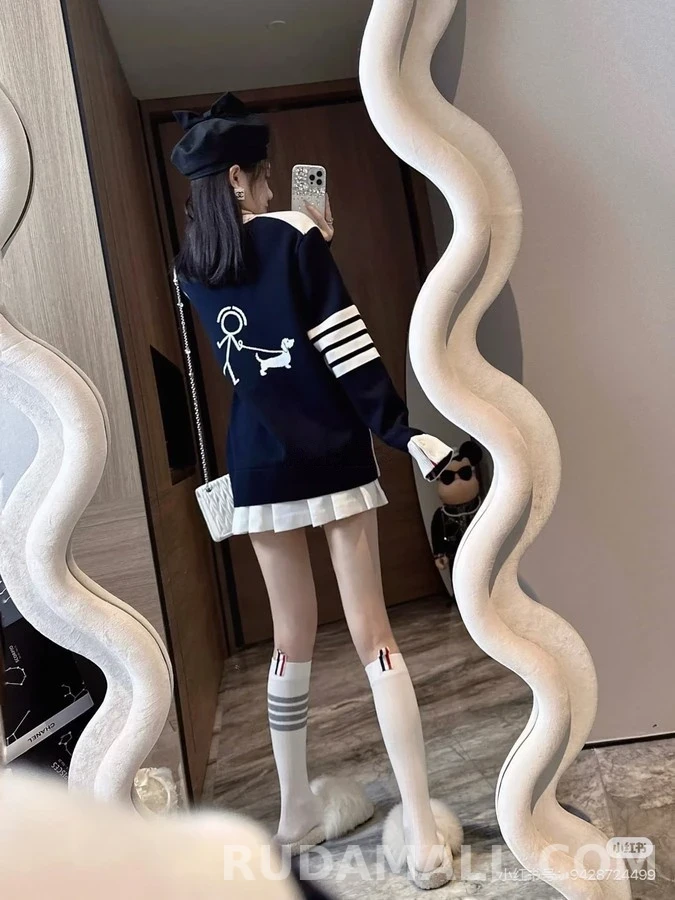 톰브라운 톰브라운 컬러블록 강아지 패턴 가디건 상세 이미지