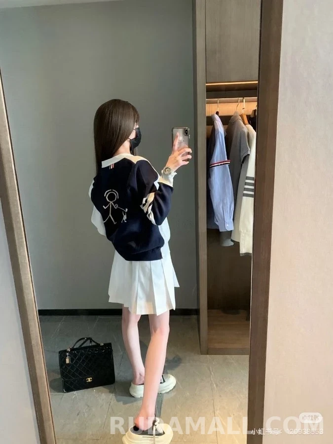 톰브라운 톰브라운 컬러블록 강아지 패턴 가디건 상세 이미지