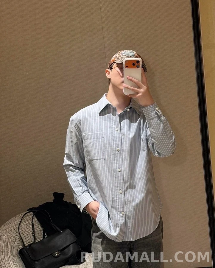 샤넬 샤넬 더블 C 자수 스트라이프 셔츠 상세 이미지