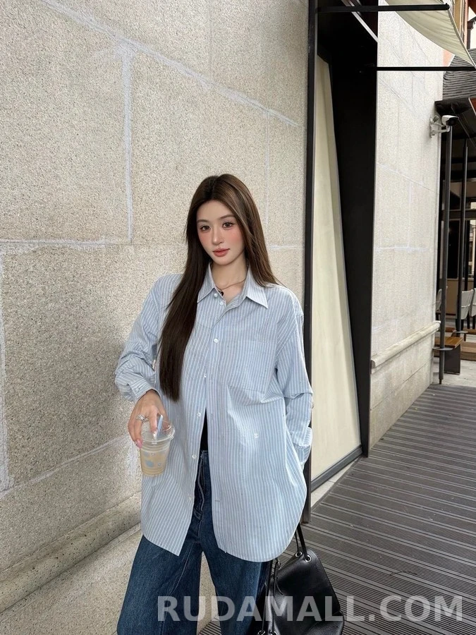샤넬 샤넬 더블 C 자수 스트라이프 셔츠 상세 이미지