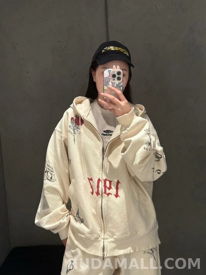 발렌시아가 발렌시아가 타투 그래픽 후드 집업 상세 이미지