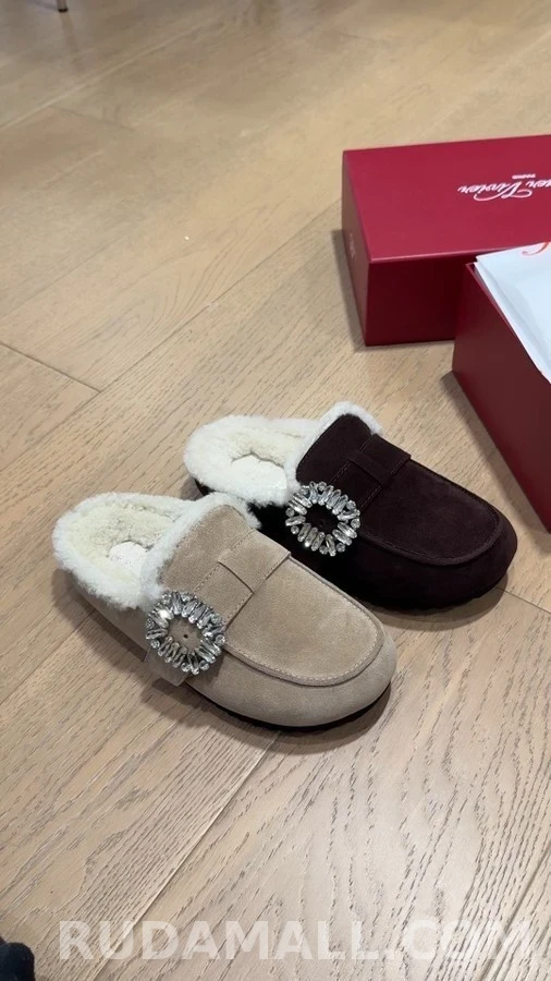 로저 비비에 로저비비에 수정 버클 양모 뮬 슬리퍼 상세 이미지