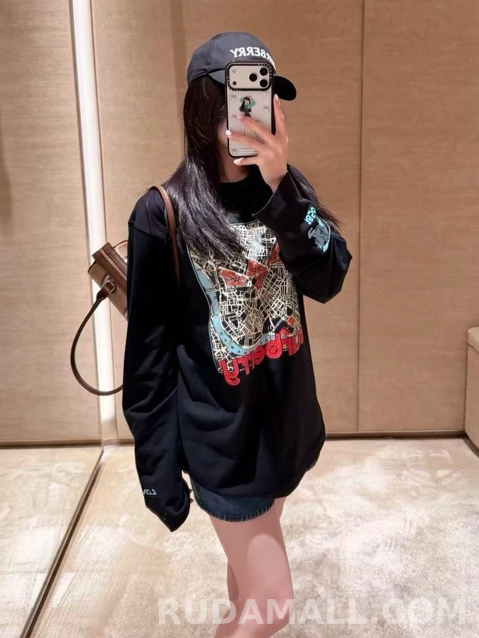 버버리 버버리 런던 지도 그래픽 긴팔 티셔츠 상세 이미지