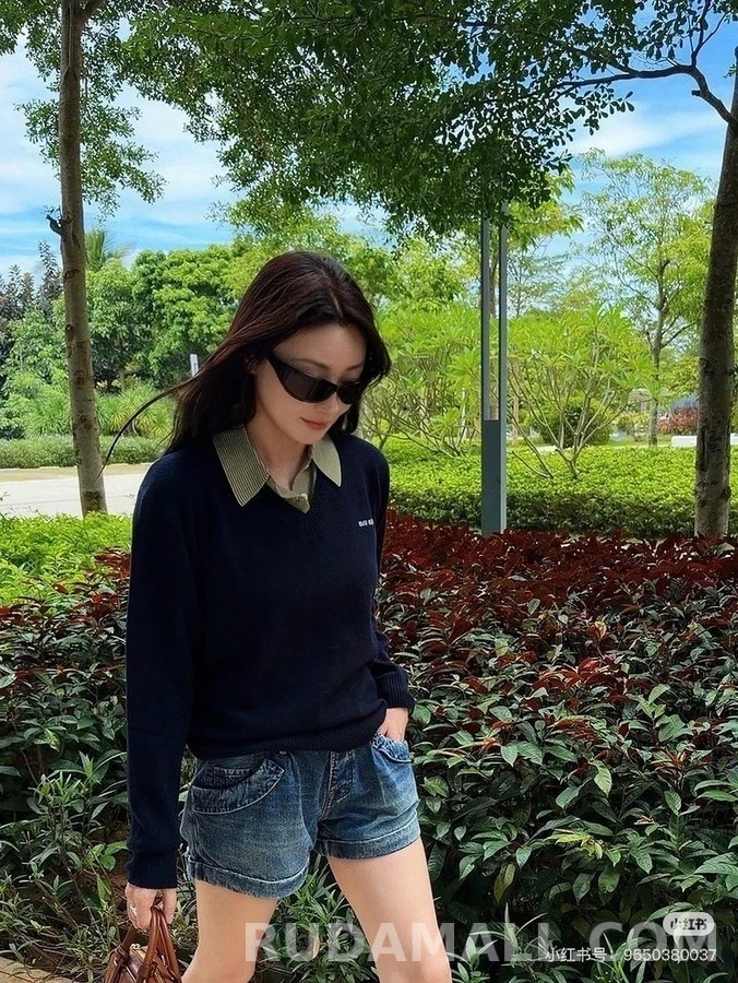 미우미우 미우미우 페이크 투피스 폴로 니트 상세 이미지