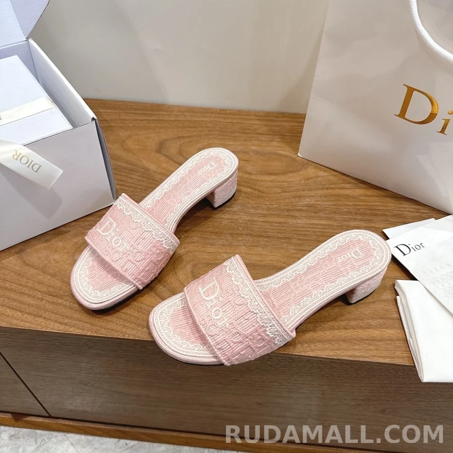 디올 디올 Dway 자수 블록 힐 샌들 상세 이미지