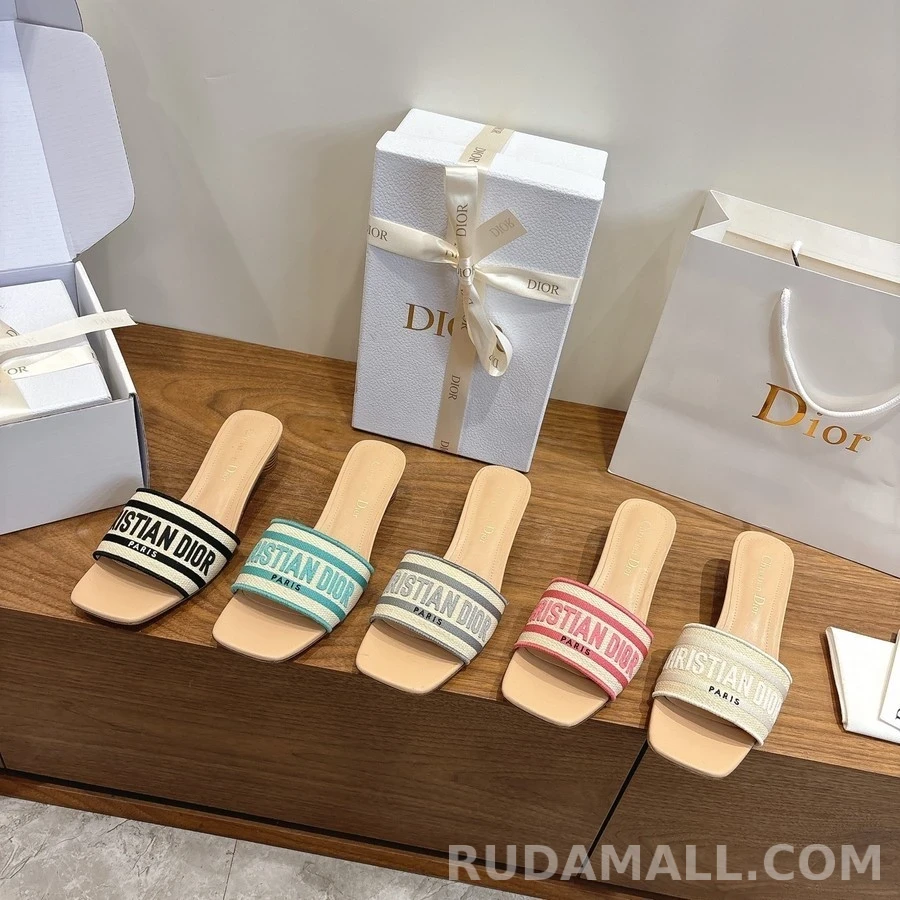 디올 디올 Dway 코튼 자수 힐 뮬 상세 이미지
