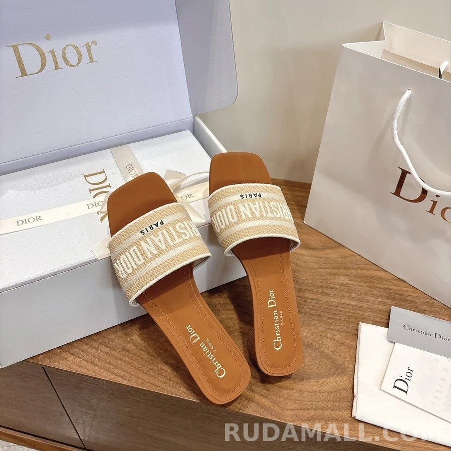 디올 디올 Dway 코튼 자수 힐 뮬 상세 이미지